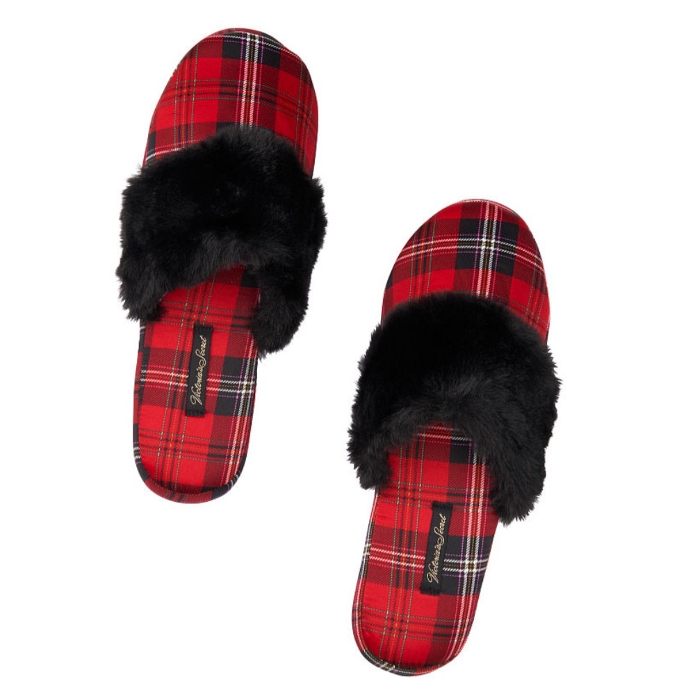 Victoria’s Secret Signature Plaid Satin Slippers - Picture 3 of 12